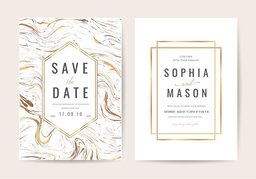 Wedding cards with marble and Luxury texture
