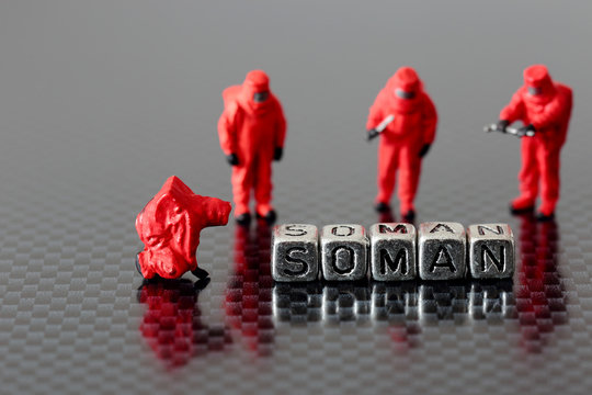 Soman on beads with a miniature scale model safety chemicall team
