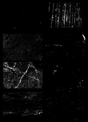Set of grunge textures isolated on black background. Design element for poster, card, t shirt.