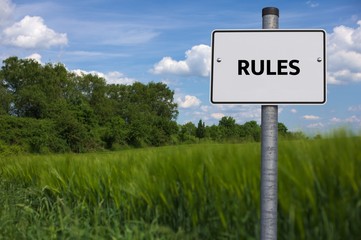 RULES - image with words associated with the topic NUTRITION, word, image, illustration