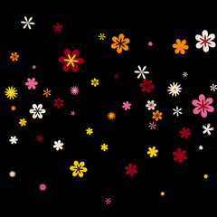 Naklejka na ściany i meble Cute Floral Pattern with Simple Small Flowers for Greeting Card or Poster. Naive Daisy Flowers in Primitive Style. Vector Background for Spring or Summer Design.