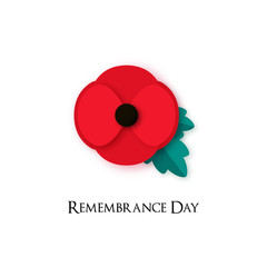 Poppy flower Illustration for Remembrance Day. Poppy for Armistice day. Banner for Anzac or Victory in Europe. Vector card template.