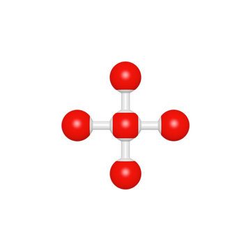 Molecule structure like mathematical operation symbol addition on white background, 3D rendered sign
