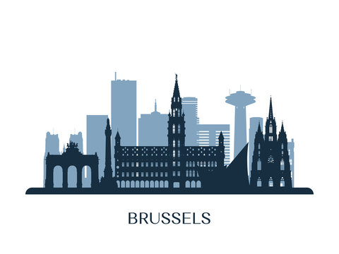 Brussels  skyline, monochrome silhouette. Vector illustration.