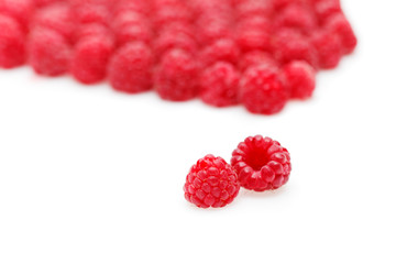 raspberry berries isolated on white