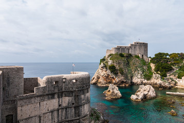 Fototapeta na wymiar Fortresses Lovrijenac seen from south old walls of Dubrovnik, Croatia.