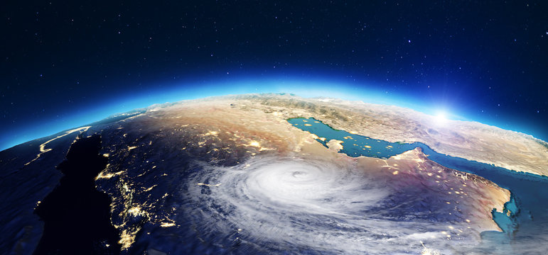 Planet Earth cyclone. 3d rendering