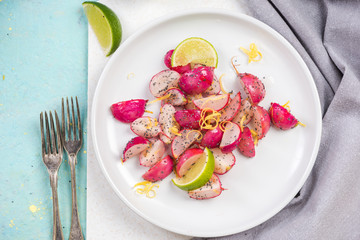 Fried radish and poopy seeds, spring diet