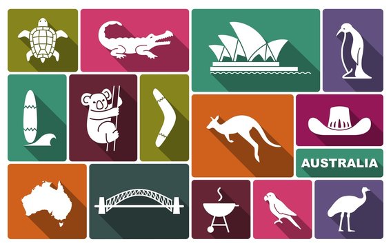 Australian icons. Vector Illustration