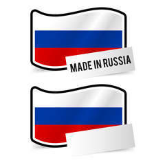Made in Russia Flag and white empty Paper. Esp10 Vector.