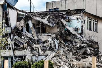 ruined building after the earthquake, close-up