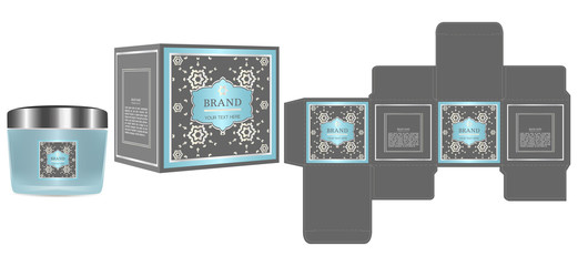 Packaging design, Label on cosmetic container with luxury box template and mockup box. illustration vector.	