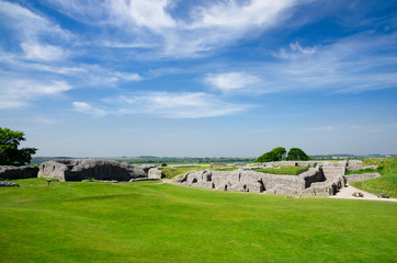 Fototapeta na wymiar Old Saram With Green Grass And Blue Sky