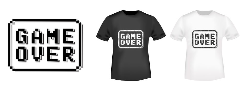 Game over stamp and t shirt mockup