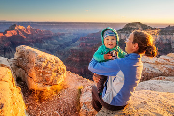 A mother with baby son in Grand Canyon National Park, North Rim, Arizona, USA