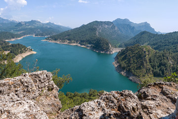 Obraz na płótnie Canvas Beautiful view from the mountain lake Manavgat in Turkey