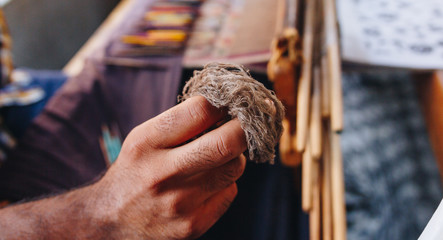 Pashmina making in srinagar kashmir india