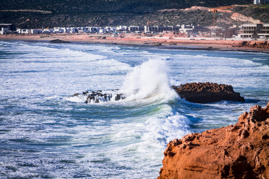 coast near Agadir. rocky coast of the Atlantic Ocean