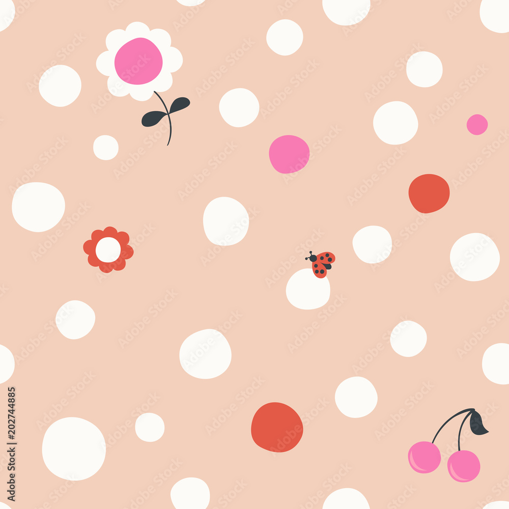 Aufkleber seamless pattern with dots and small children's symbols