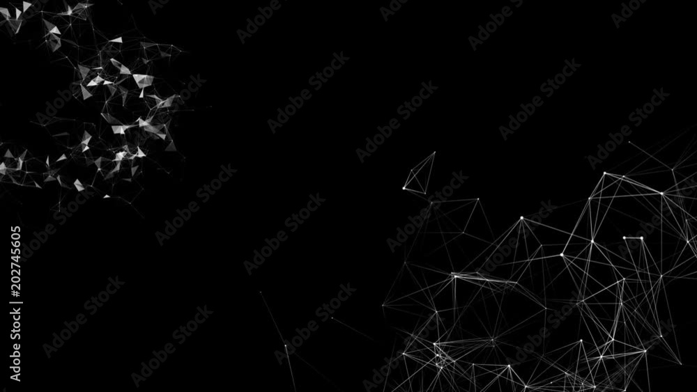 Poster transforming figures. plexus business cinematic background. place for text. seamless loop.