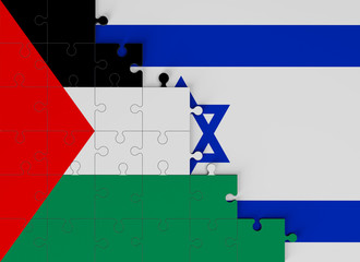 Flags of Israel and Palestine in puzzle