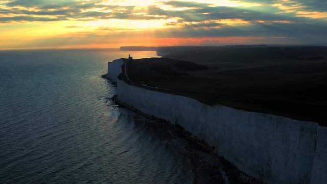 sunset over the sea in uk 