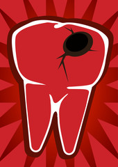 Cartoon painted teeth illustrated poster