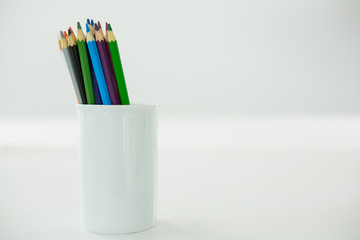 Colored pencils kept in mug