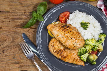 Chicken breasts and rice