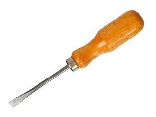 Wooden screwdriver on white