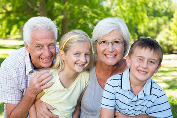 Grandparents and grandchildren in the park