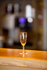 Glasses and plates on table in restaurant