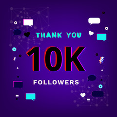 10K Followers thank you phrase. Vector illustration.