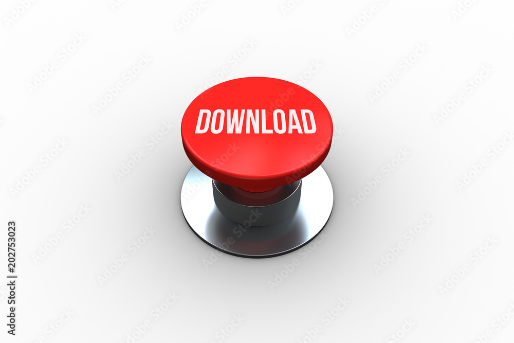 Poster the word download on digitally generated red push button