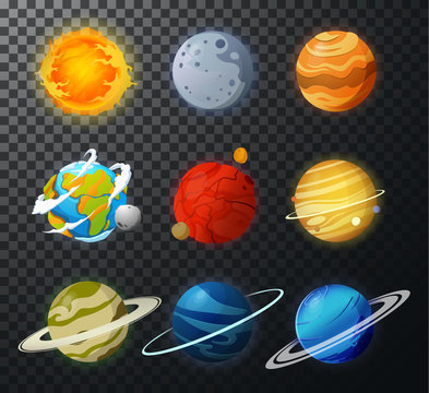 Solar System planets isolated vector.