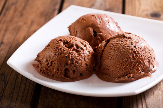 plate of chocolate ice cream