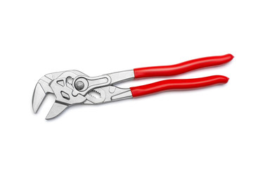 Adjustable water pump pliers tongue and groove isolated on white background. Universal wrench....