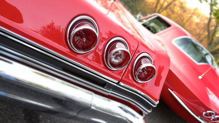 Obraz na płótnie Canvas Detail view of vintage car features.