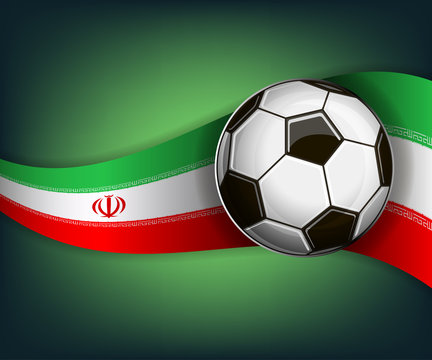 Illustration with soccer ball and flag of Iran