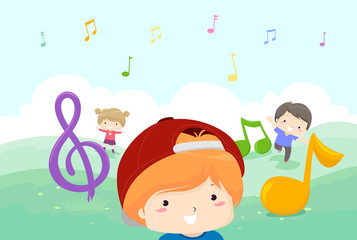 Kids Music Notes Play Illustration
