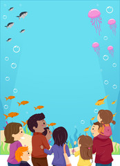 Fototapeta na wymiar Stickman Family Observatory Aquarium Illustration