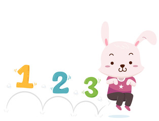 Naklejka premium Bunny Mascot Jump 123 Illustration