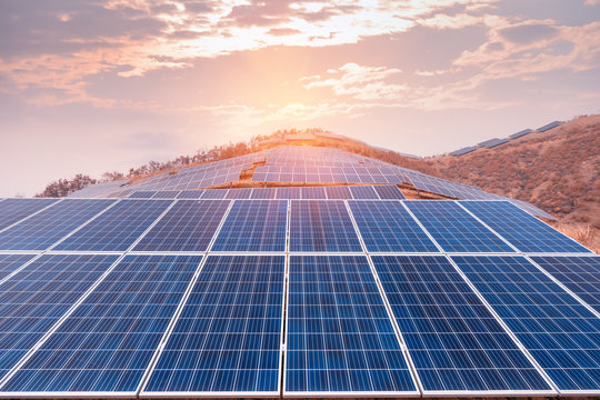 Solar energy modern electric power production technology renewable energy concept