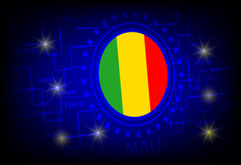 Flag of Mali on a background of technology.