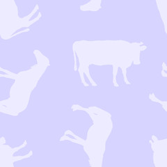 Seamless pattern. Silhouettes of horses and cows.