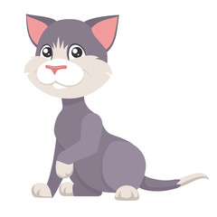 Cartoon character, animal illustration. Cat in flat style, isolated on white background. Vector. Simple geometric for creating your design.