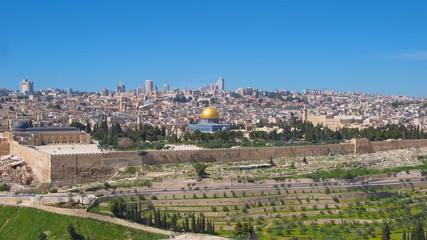 Fototapeta na wymiar Overview of Temple Mount in Old City of Jerusalem, Israel
