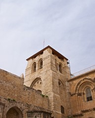 Fototapeta na wymiar Tower at the Church of Holy Sepulchre in Old Jerusalem, Israel