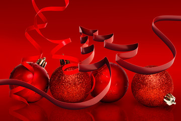 Ribbon in shape of christmas tree against red vignette