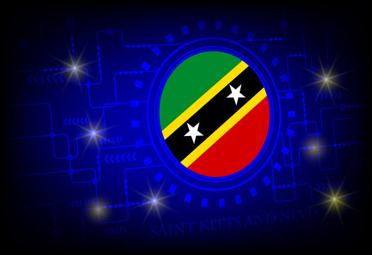 Flag of Saint Kitts and Nevis on a background of technology.